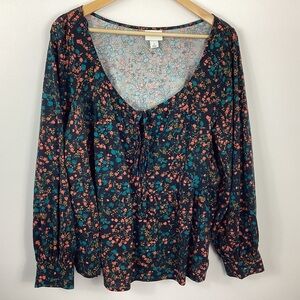 Ava & Viv Floral Peplum Blouse Size X 14W